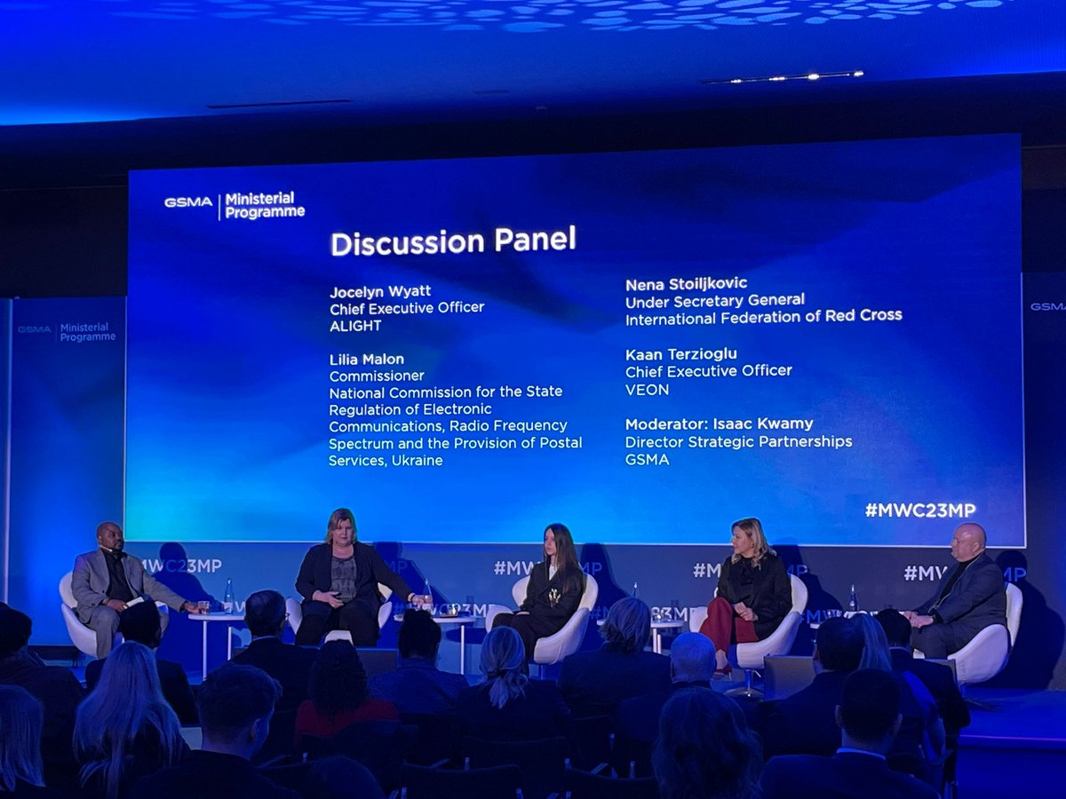 GSMAPolicy's tweet image. &apos;@LiliiaMalon: Just seven days from the invasion we introduced national roaming, to help people stay connected. When Networks went down, they could automatically switch to another network. We took decisions to help operators keep people connected. #MWC23MP
