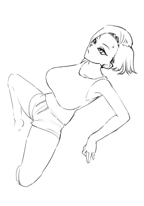 ラフ描かずに消しゴムでちまちま削りながら線画描いてそのまま色塗るから時間かかる、線描いてる時間6割ぐらい;; 