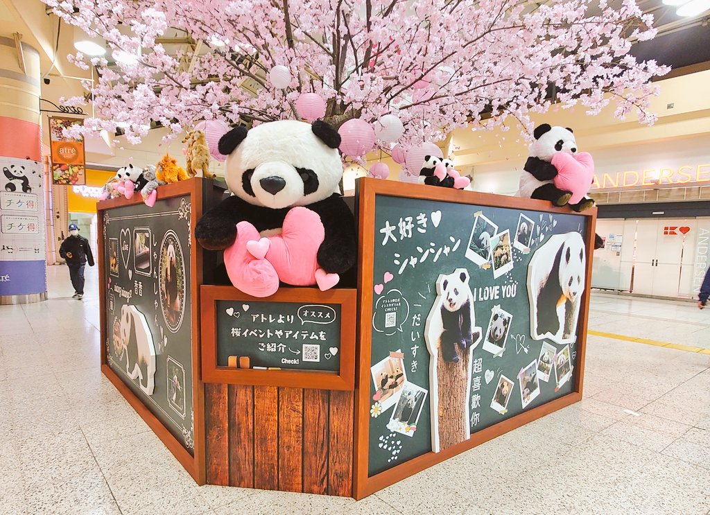 今年もJR上野駅中央改札外コンコースに、アトレ上野の高さ約7mの巨大桜