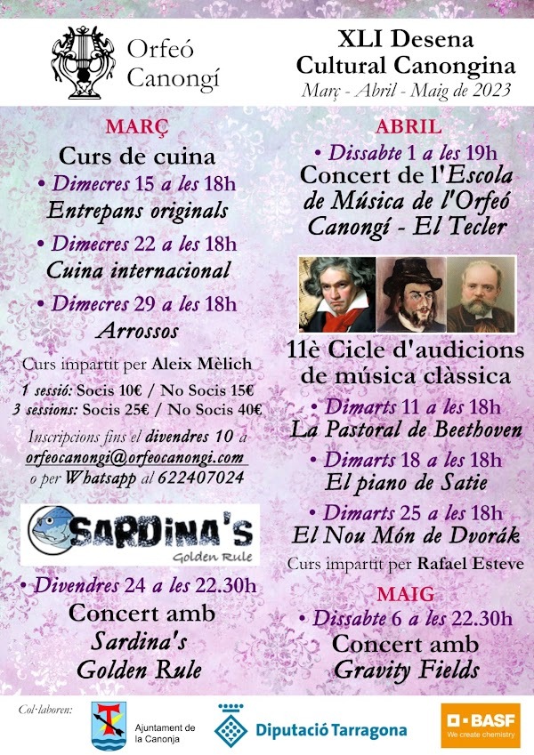 [Nou article!]

Actes de la Desena Cultural de l'Orfeó Canongí

ift.tt/3R9AlYE

Un cop inaugurat l'edifici de l'Orfeó, aquests són els primers actes planificats per als socis i tots els canongins. Aquí podeu veure la programació de la Desena Cultural Canongina (ja en l…