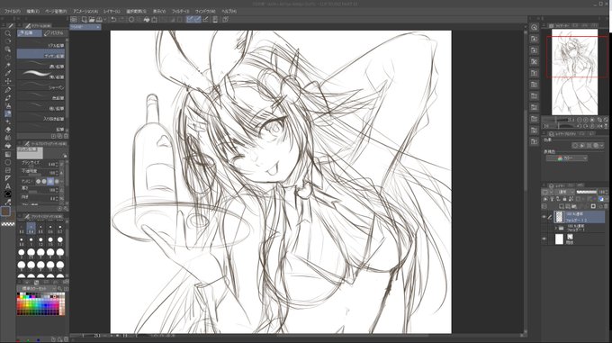 Skebまたリクエストいただいたのでラフつくって……なんか線がえらいことになってルー… 