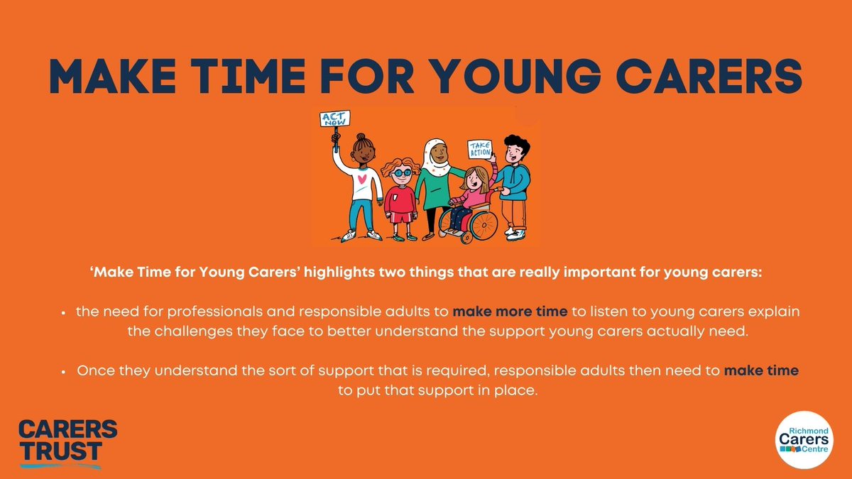TWO WEEKS TO GO UNTIL YCAD 2023!!
#YoungCarersActionDay is an annual event that aims to raise awareness around key issues for young carers. This year's theme is #MakeTimeForYoungCarers. Find out more: carers.org/young.../young… 🔗
<a href="/CarersTrust/">Carers Trust</a>
#YoungCarers #Carers #RichmondCarers