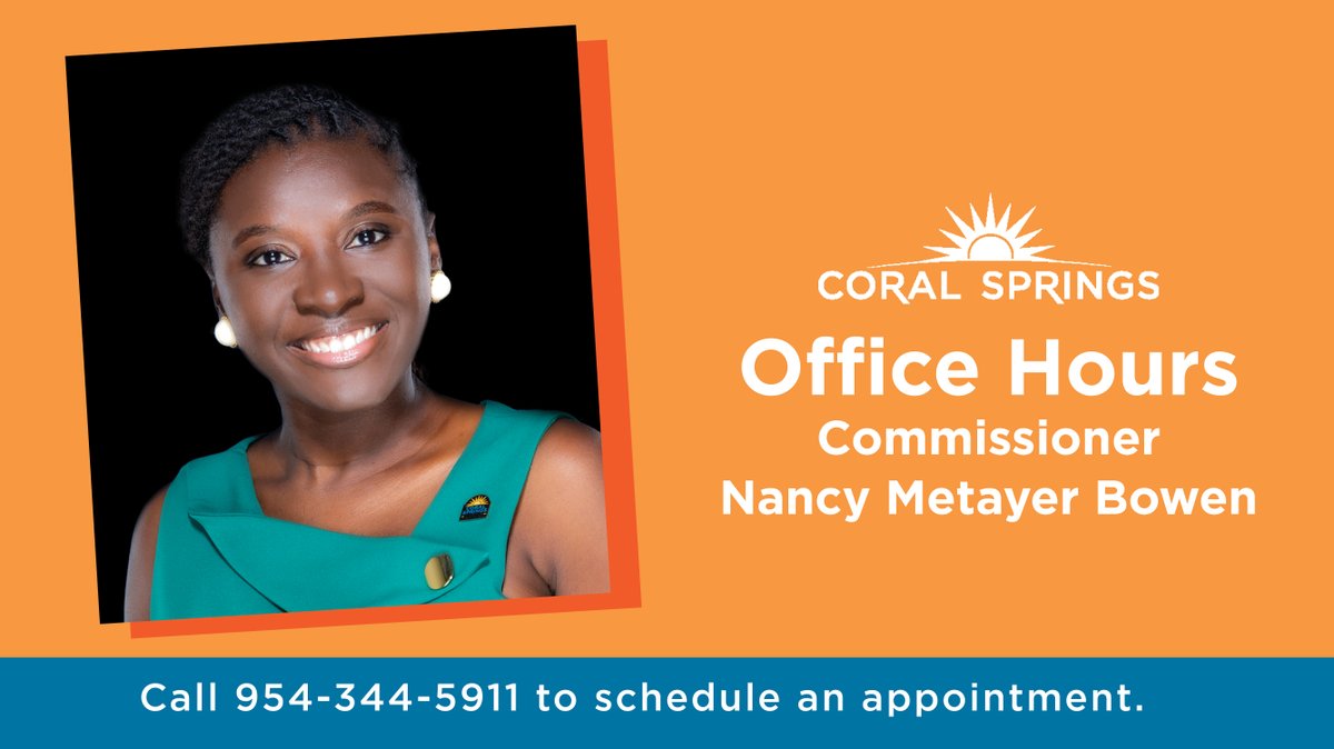 You are always invited to make an appointment with me to discuss any city-related concerns by calling 954-344-5911.

March Office Hours: 
Thursday, March 9 from 4 to 5:30 p.m.