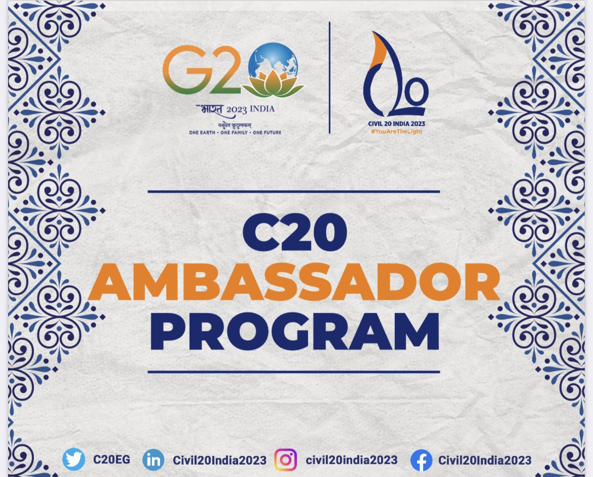 C20Ambassador's tweet photo. Download #C20Ambassador program high resolution posters for printing from here 👉https://t.co/yrdvmmN2lp
@C20EG https://t.co/oBxnZR1WUn