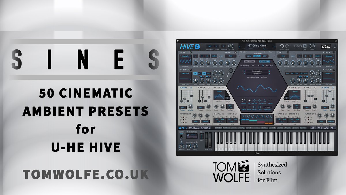 tomwolfe_music's tweet photo. Introducing Sines for @uheplugins Hive, a collection of 50 presets designed to take your music production to the next level! Unlock the  potential of U-he Hive and elevate your sound with dreamy pads, soft arpeggios, and immersive atmospheres https:// https://t.co/43ImGk83pK https://t.co/YWa5IxW8cB