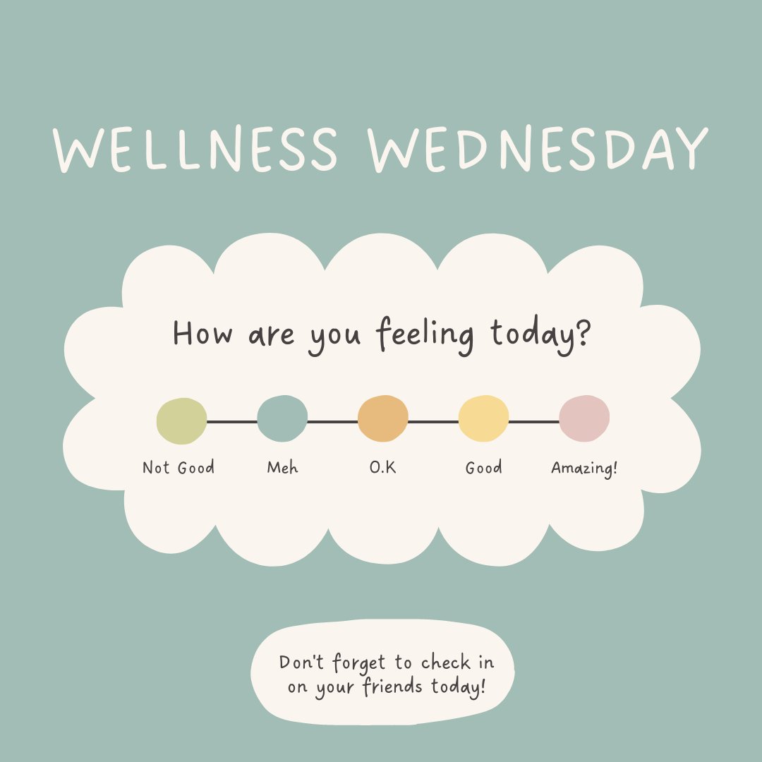 💭Wellness Wednesday💭

How are you feeling today...? Emotional awareness can contribute to better expressing your emotions and communicating with others. 

Don't forget to check in on your loved ones today!

#FSU #CASA #WellnessWednesday #EmotionalAwareness