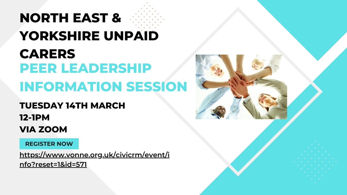 📢Calling all unpaid Carers living in the NE&amp;  
 Yorkshire📢 Join an informal drop in &amp; hear about developing your own knowledge, skills and confidence to help you in your caring role, in addition to connecting with others. To register follow the link in the thread👇👇 or dm me