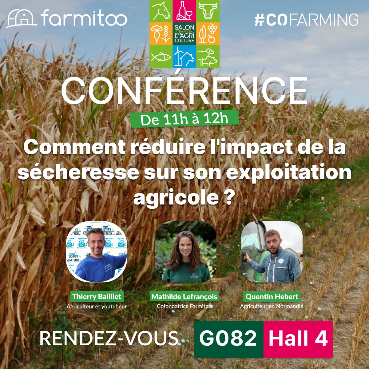 [SIA] 😍 Retrouvez-nous demain au stand du <a href="/Co_Farming/">#CoFarming</a>  n°G082 Hall 4 pour le <a href="/Salondelagri/">Salon International de l'Agriculture</a> et repartez avec notre catalogue d'équipements agri.

Vous pouvez prendre votre place en cliquant sur le lien juste ici 👇
salon-agriculture.com/Infos-pratique…

#agritech #saloninternational #FrAgTw