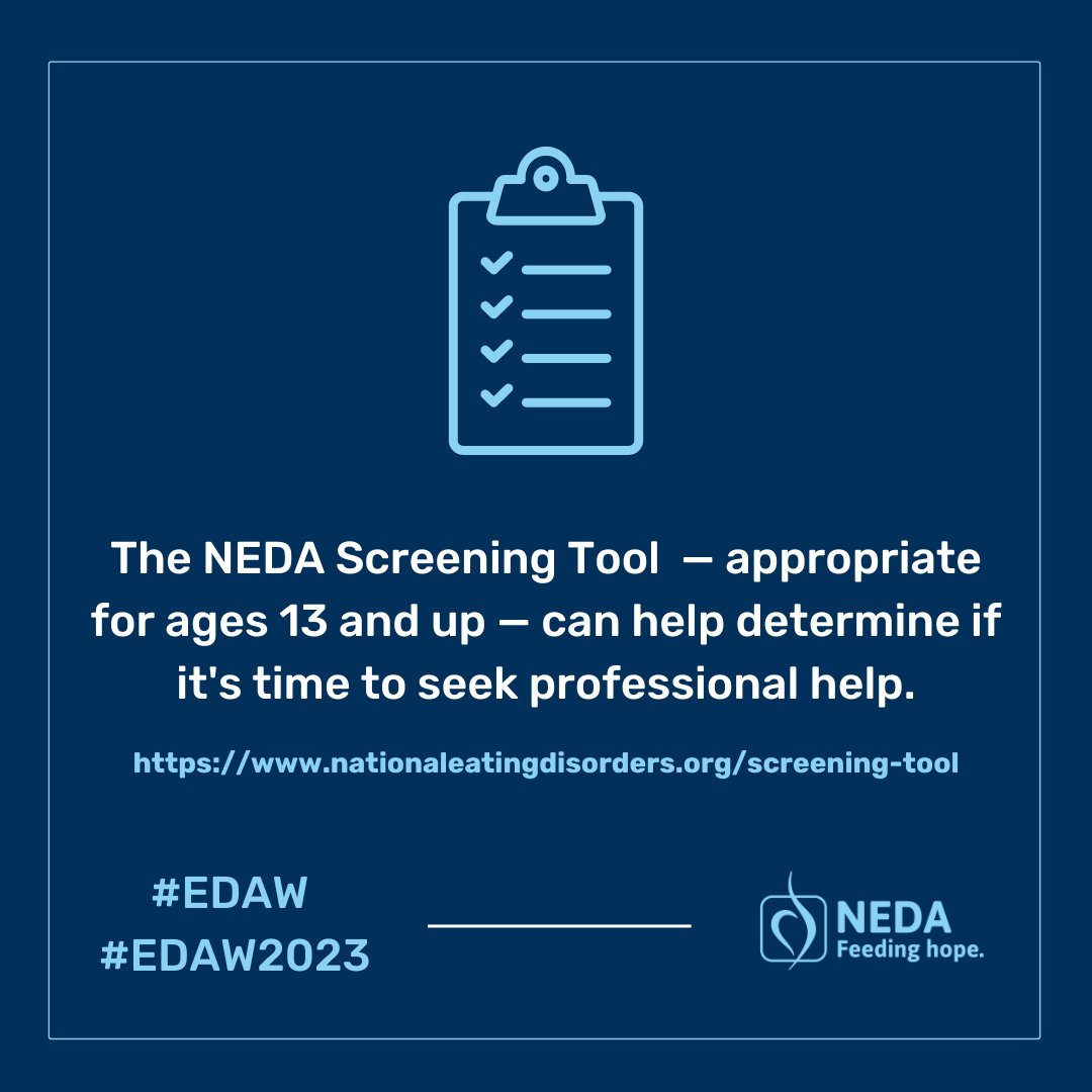 The National Eating Disorders Association Screening Tool is a short screening tool appropriate for ages 13 and up — and can help determine if it's time to seek professional help. nationaleatingdisorders.org/screening-tool