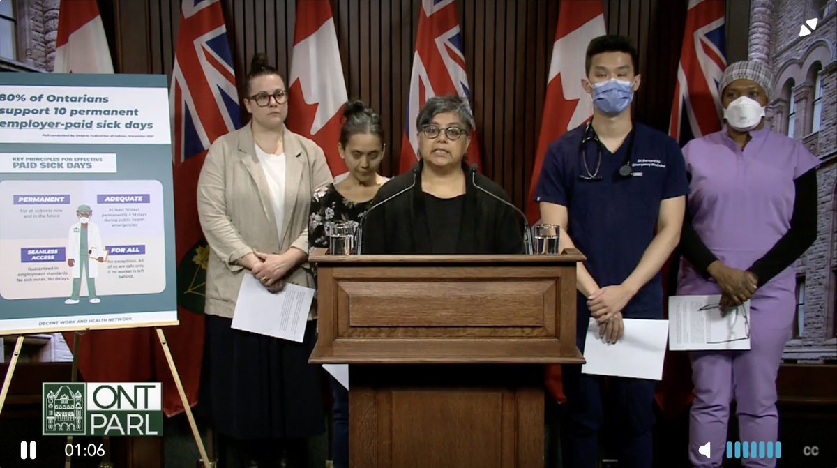 ‼️BREAKING: Health workers, worker advocates &amp; small business leaders are at Queen’s Park demanding action from govt to address healthcare &amp; cost-of-living crises.

This means 10 permanent #PaidSickDays that actually work for patients, not just large corporations.

#OnPoli
