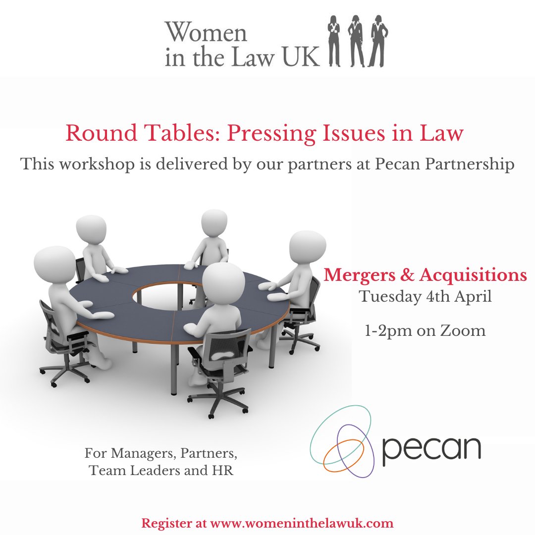 WomenintheLawUK's tweet photo. Explore the #cultural considerations & pitfalls of #Mergers & #Acquisitions in our #PressingIssues in #Law #roundtable on Tue 4th April. #Workshop delivered by our #partners at @PecanPartners - book now: https://t.co/UeAeOYBjYg
#legalissues #lawfirm #WomenintheLawUK #lawfirms https://t.co/vNrS8wxDpV