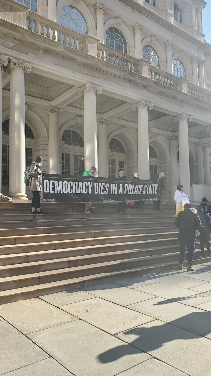 jaywwalker1's tweet photo. RIGHT NOW on the steps of NYC City Hall with @riseandresistny @NYCLU @JustVOCALNY @latinojustice  and other activists and advocates against #PoliceViolence and #PoliceMilitarization before the City Council hearing on the @NYPDnews #SRG's many crimes and abuses. https://t.co/VZtL3lHsUs