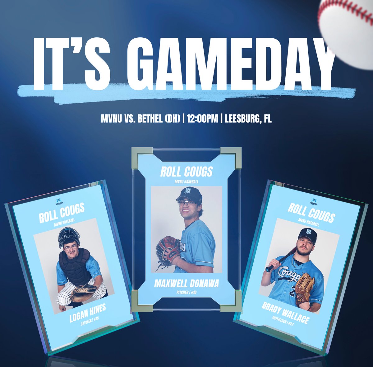 MVNU_Cougars's tweet photo. Let's play two more! @MVNUBaseball wraps up it's series with Bethel today! The DH in Leesburg, Florida starts at 12:00pm.

📺https://t.co/JZ1fXYyFBo https://t.co/zDCc9xZeaK