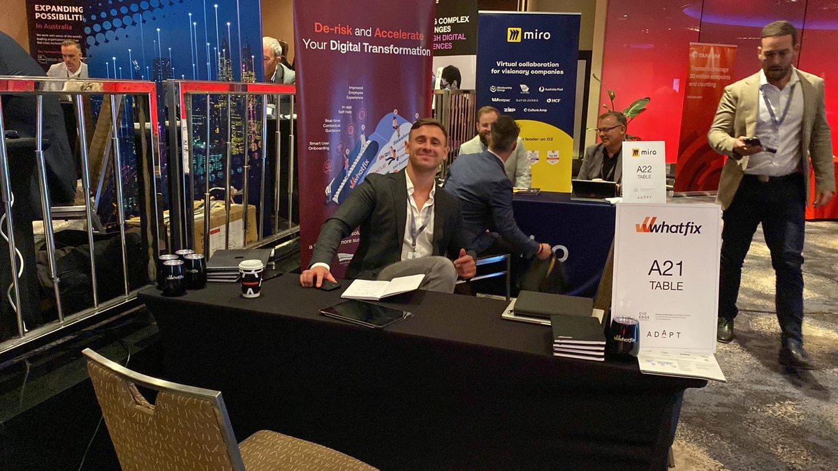 whatfix's tweet photo. Team #Whatfix had a great time at the @ADAPT_Ventures #CIOEdge, Melbourne event, connecting with numerous CIOs/ IT leaders and engaging in insightful discussions on how to de-risk and accelerate #digitaltransformation within organizations. https://t.co/PD5FATs2Ou