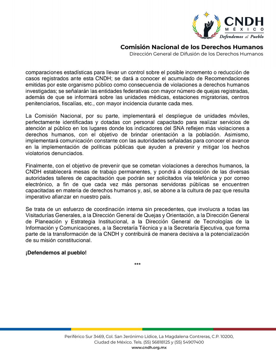 CNDH's tweet photo. Actualizamos el Sistema Nacional de Alerta de Violaciones a #DerechosHumanos para impulsar acciones preventivas de protección y defensa.

Consúltalo aquí 👉🏾 https://t.co/Ve9C1k3z7w

#DefendemosAlPueblo https://t.co/idjSSVMLP8