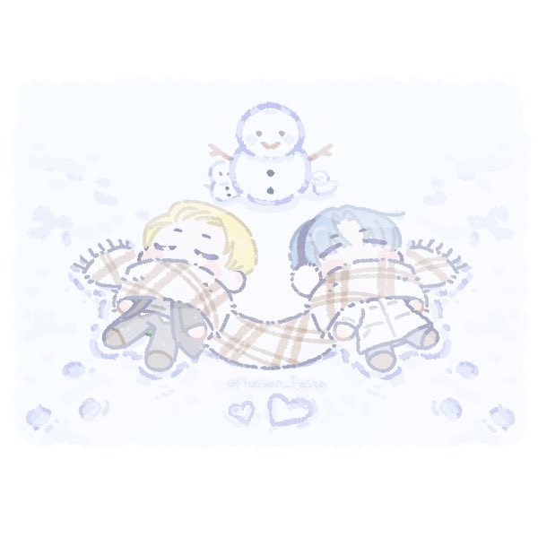 scarf multiple boys snowman blonde hair 2boys chibi male focus  illustration images