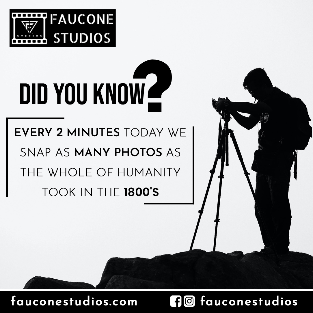 FauconeStudios's tweet photo. Every 2 minutes today we snap as many photos as the whole of humanity took in the 1800s.

For More details https://t.co/7ELb5JzeMd

#faucone #fauconestudios #didyouknow #photos  #photography #videography  #modelphotoshoot #modelphotography #studioshoot  #model #camera #beautiful https://t.co/cpdoyQvZHo