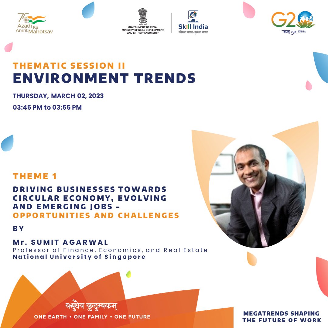 MSDESkillIndia's tweet photo. Meet our speakers for 2nd Thematic Session of the webinar as they discuss Environment Trends, the transition to green jobs &amp; driving businesses towards a circular economy with evolving job opportunities.
Webinar link: https://t.co/vmP4gLcuaK

#G20India #SkillIndia #FutureOfWork https://t.co/9aTgWvtXiU