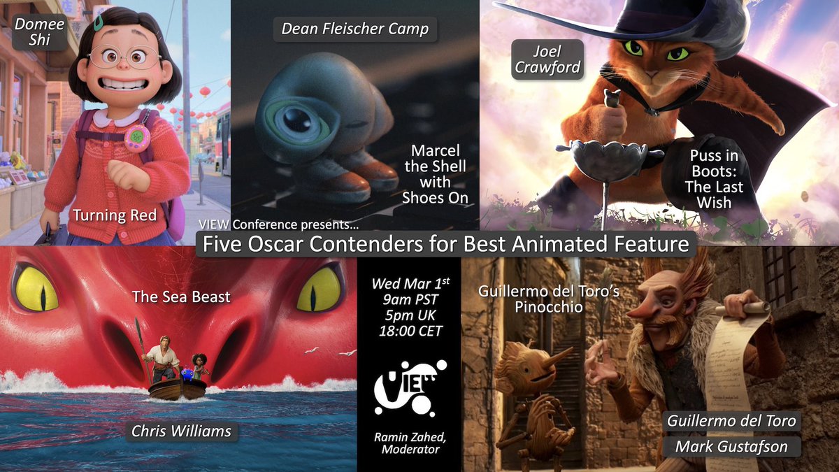 Today, March 1, @ViewConference free live panel with directors contending the Oscar for best animated feature. 

Sign up:
viewconference.it/article/814/fi…

#domeeshi @DFLEISCHERCAMP @RealGDT #markgustafson @JustChris #joelcrawford 
#animation #feature #film #oscars2023  #OscarNoms #art