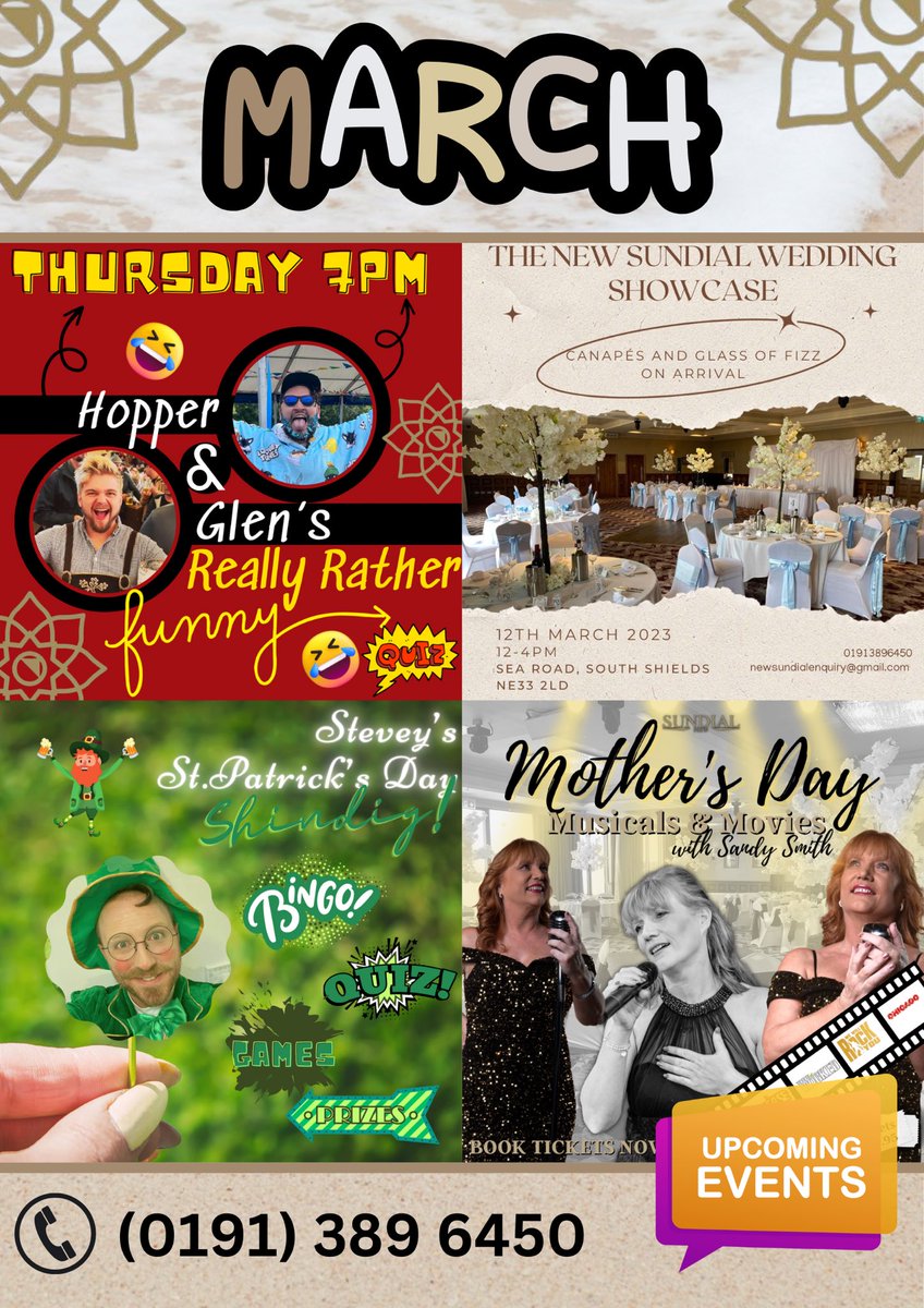 TheNewSundial's tweet photo. Just some of the events to@look forward to this month starting this Thursday with @TheDavidJohnHop &amp; Glen’s really rather funny quiz night from 7pm! https://t.co/FuT4H8qBUv