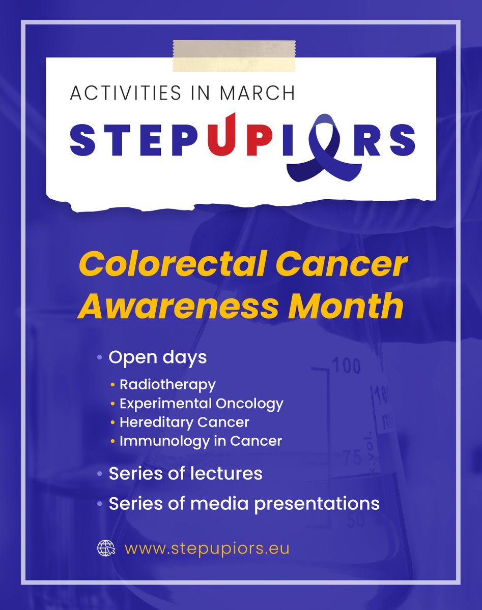 STEPUPIORS's tweet photo. Stay tuned for @STEPUPIORS Colorectal Cancer Awareness month activities!
----
@STEPUPIORS priprema seriju korisnih događaja u martu tokom Meseca borbe protiv kolorektalnog karcinoma. Pratite nas za više informacija!

https://t.co/Ihd0O4qgnX

@NKI_nl @BRFAA_IIBEAA @idibaps https://t.co/U6QDOpu7Nw