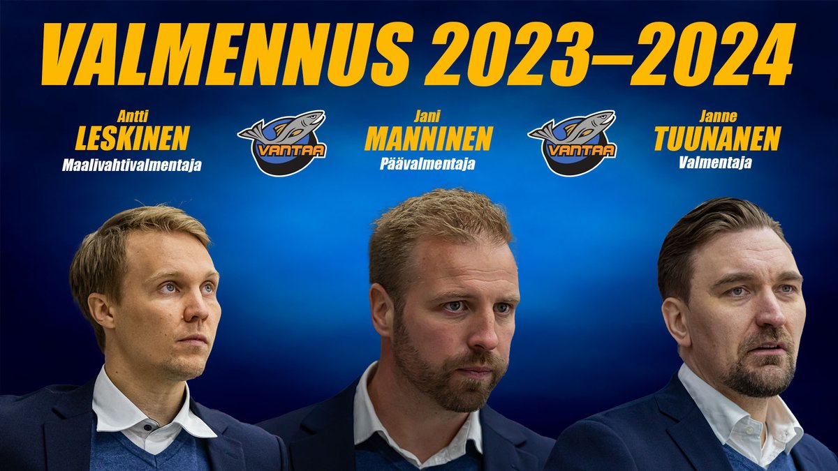 KiekkoVantaa's tweet photo. Kiekko-Vantaa jatkaa tutussa komennossa kaudella 2023–24 🔥 

🔷Päävalmentaja: Jani Manninen
🔷Valmentaja: Janne Tuunanen
🔷Maalivahtivalmentaja: Antti Leskinen

Lue lisää: https://t.co/AEPcXQ5j5c

#KVantaa #Mestis #LohiMäärää https://t.co/r1qI1pAWQD