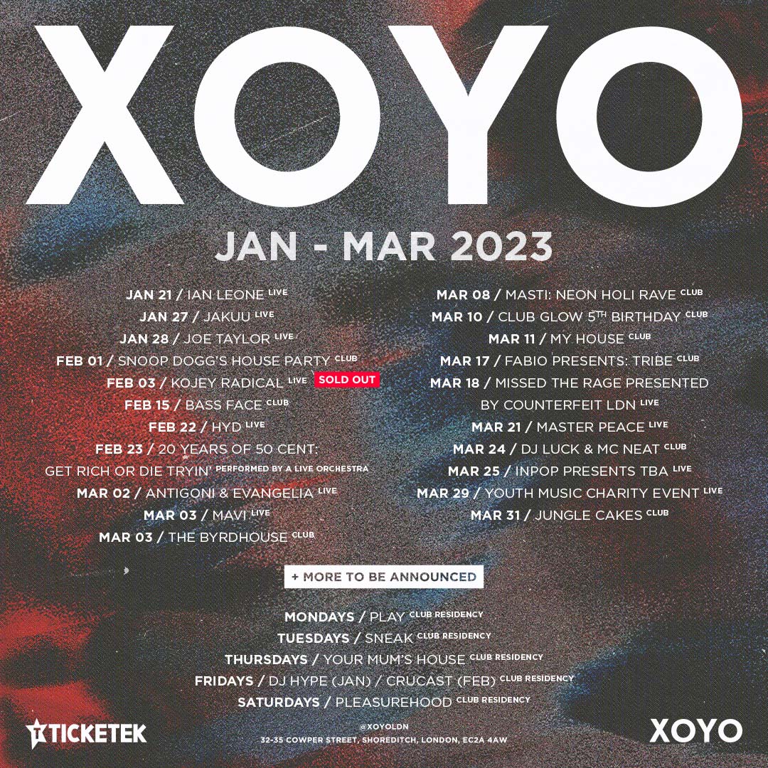 March is in full swing at XOYO!

What shows are you looking forward to? With our diverse range of programming there's something for everyone here at XOYO 🤝

All tickets available from xoyo.co.uk