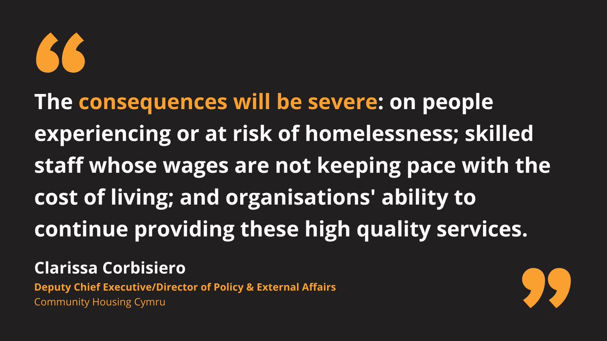 Housing Support Grant funding has been maintained at £166m for 2023/24 by <a href="/WelshGovernment/">Welsh Government</a> - equivalent to a real terms cut.

We will continue campaigning with <a href="/CymorthCymru/">Cymorth Cymru</a>  for an increase, to protect vital homelessness &amp; housing support services.

🧵1/4