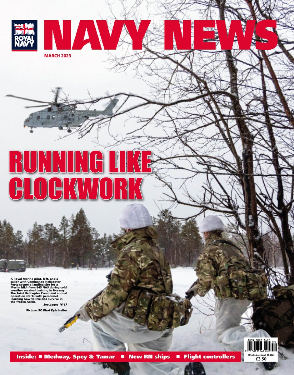 The March edition of @navy_news is now on sale, featuring @RoyalMarines in #Norway; @HMS_Spey and @hms_tamar in the #IndianOcean; @HMS_Medway in the #Falklands; new ships for @RFAHeadquarters; @HMSQNLZ at sea, and lots more. Subscribe now at ow.ly/V6Nq50MXML7