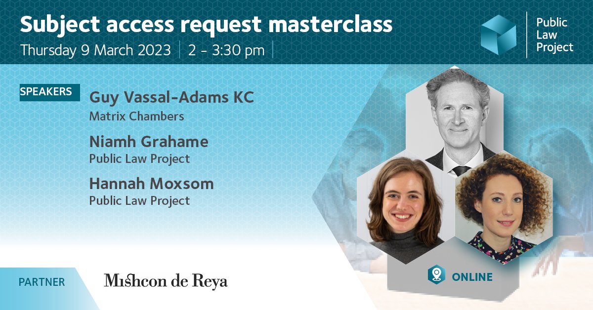 💡 Want to understand how the #FreedomofInformationAct &amp; subject access requests can help improve govt transparency?

Book these #masterclasses w/ <a href="/GeorgeGreenwood/">George Greenwood</a>, Jon Baines, <a href="/Mishcon_de_Reya/">Mishcon de Reya</a>, <a href="/HannahMoxsom/">Hannah Moxsom</a>, <a href="/NiamhG32/">Niamh Grahame</a>, &amp; Guy Vassal-Adams, <a href="/matrixchambers/">Matrix</a>
publiclawproject.org.uk/events/opening…