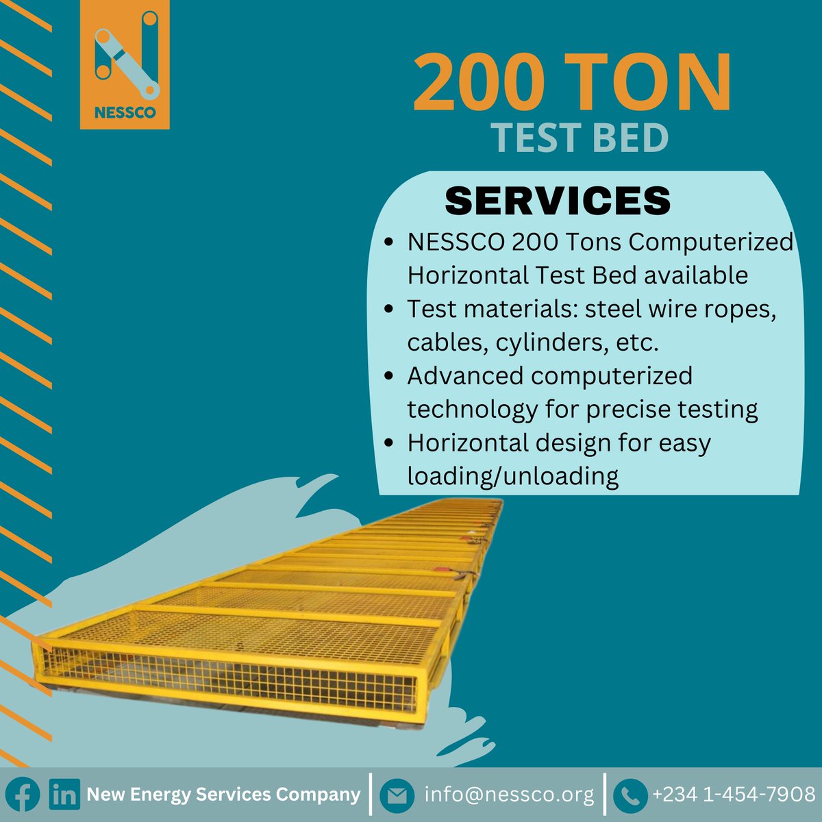 Nesscong's tweet image. Precision testing made easy with NESSCO's 200 Ton Computerized Horizontal Test Bed! Test a variety of materials with advanced technology and convenient loading/unloading.
.
.
.
 #NESSCO #TestingTechnology #HorizontalTestBed #OilandGas, #Engineering, #Construction