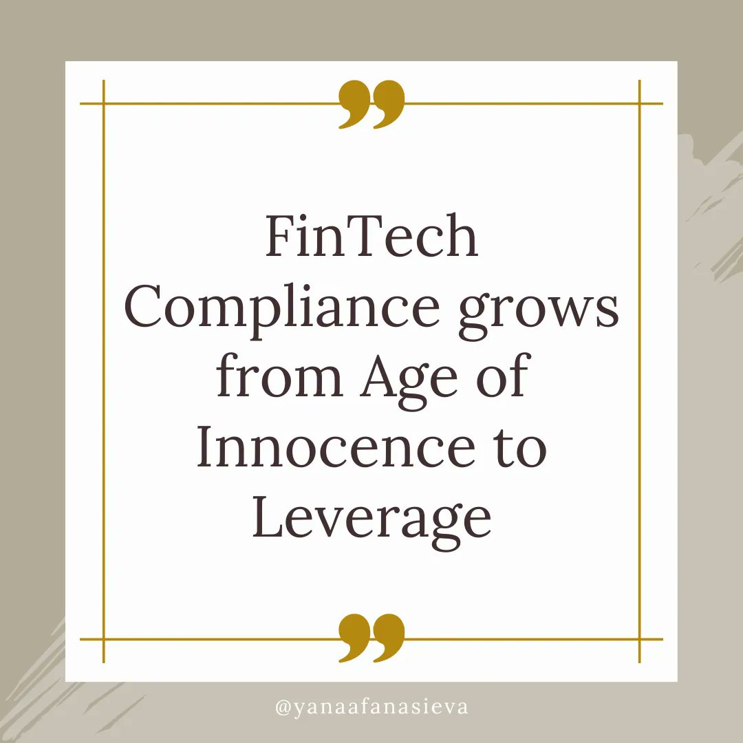 YanaAfanasieva's tweet image. At inception, you assume you are not regulated, too small, unprofitable, and no rules apply to you...
buff.ly/3jOA8dy

#compliance #compliancefunction #agilecompliance #crypto #fintech #fintechcompliance #cryptocompliance #fintechstartups