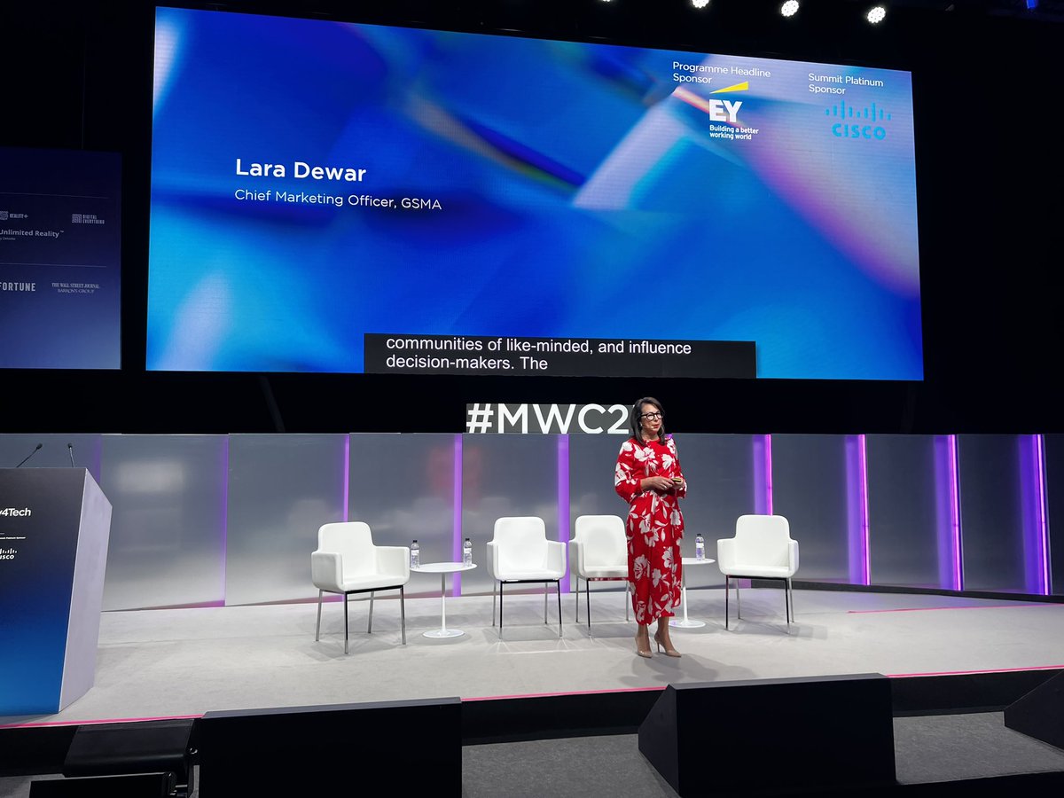 Listening to <a href="/LaraDewar/">Lara Dewar</a> about What are the main ways we can give young people the voice to change our world? #leaders #youngleaders #MWC2023Barcelona #4YFN23