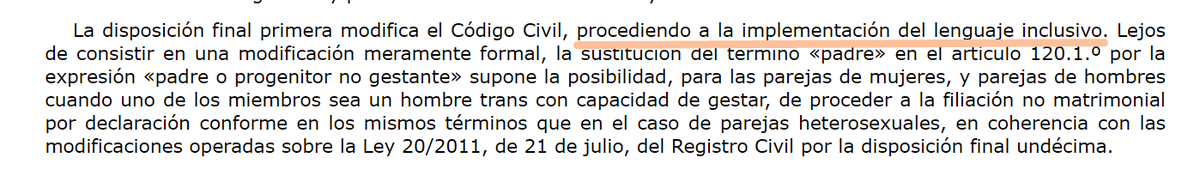 generoenaccion's tweet photo. #LeyTrans sobre el #lenguajeinclusivo
Spoiler: no.
Ni la propia ley es capaz de usar lenguaje inclusivo. 
Si hay dos madres habría una progenitora no gestante, y dos progenitoras, que no se contemplan en la modificación del CC. 
Sigue hablando de hijos, defensores, herederos. https://t.co/HYiXsKjSwg