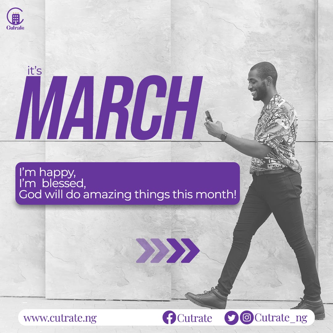 Welcome to the third month,
 
Happy New Month.

#cutrate #cutratehospitality #march1st #march2022 #happynewmonth #newmonthnewgoals #thirdmonth #wednesdaymorning
