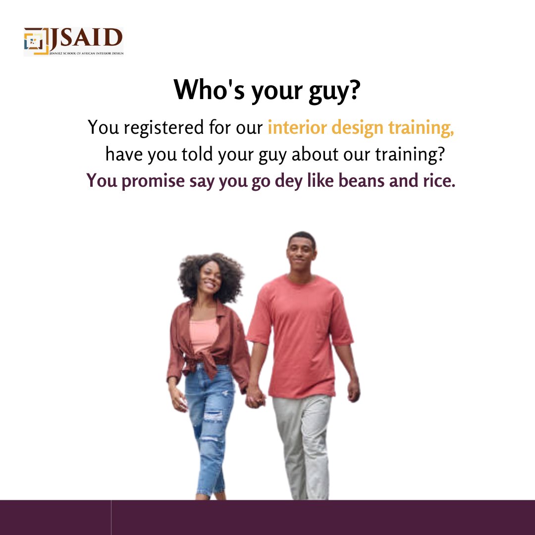 jsaidng's tweet photo. Have you told your guy about joining our interior design training? 
You can still do so and get rewarded for talking to your guy to learn interior design from JSAID. 

Registration is still ongoing for our March cohort and you won't want to miss out on the https://t.co/x89fl9a5SF