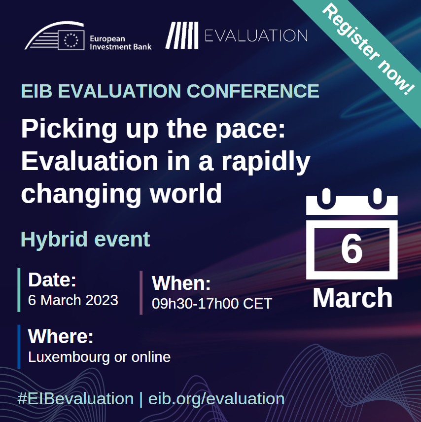 EES_Eval's tweet photo. How are #evaluation functions adapting to uncertainty?
Join to discuss recent innovations
& what evaluation can learn from #foresight
➡️Register to the @EIB Evaluation conference on 6 March! https://t.co/qEVB5NU3kA
➡️09:30 - 17:00 CET
➡️Luxembourg & Online
#EIBevaluation https://t.co/3Y2YGHMcFp
