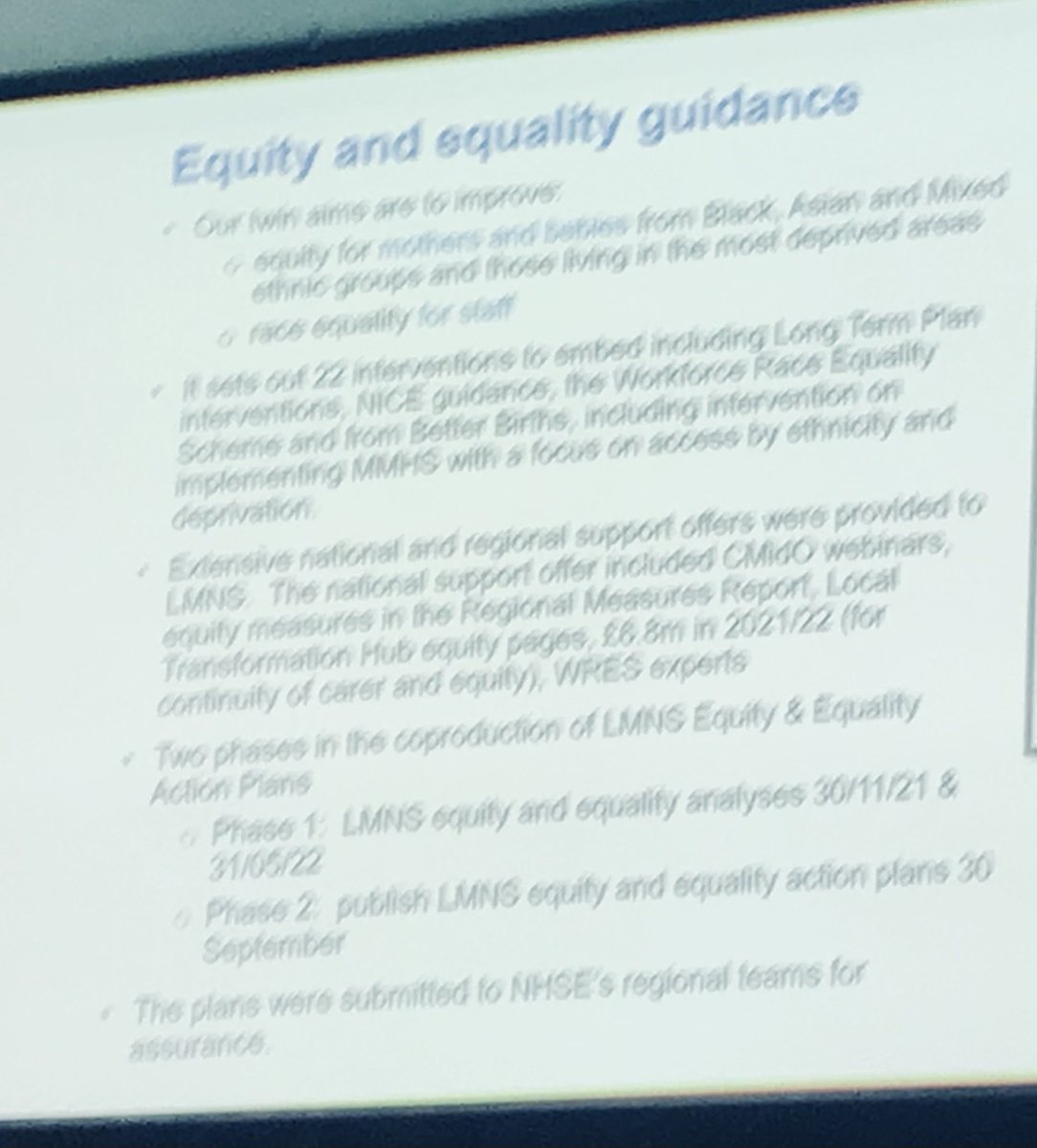 ⁦@MMHAlliance⁩ #amplifyingmaternalvoices ⁦@TeamCMidO⁩ reminds conference of the ⁦@NHSEngland⁩ commitment to equality/equity in the upcoming maternity #singledeliveryplan ⁦@NCTcharity⁩ ⁦@Blackmothersma1⁩ ⁦@sandeeigwe⁩