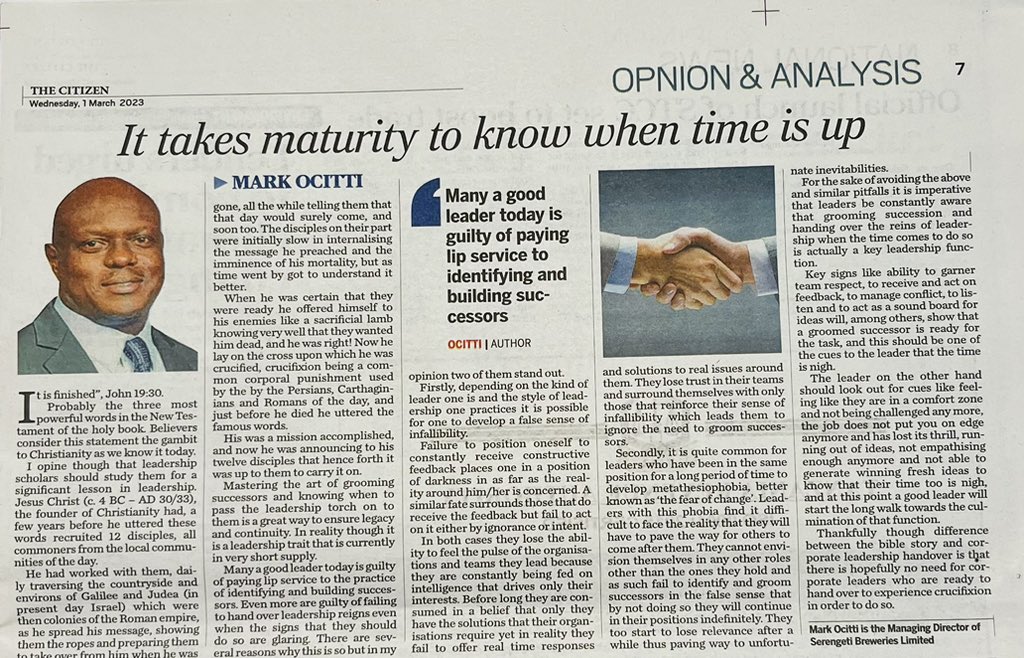It takes maturity to know when time is up