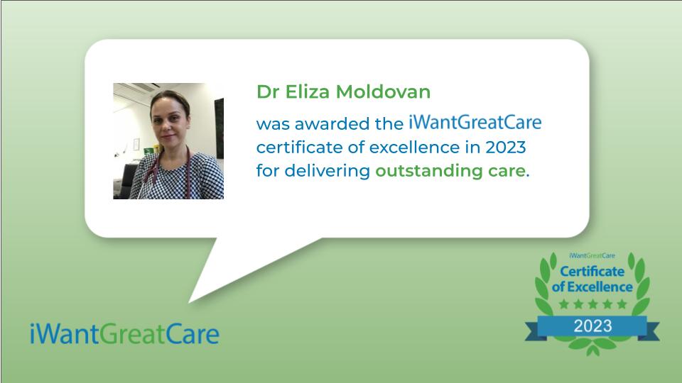 Congrats to Dr Eliza Moldovan (@AwareDM) who was among the doctors with the highest number of @iwgc reviews last year. Her excellent reviews came from patients at The Dame Sybil Thorndike Health Centre and Pentagon Surgery, Chatham. #generalpractice #diabetes #patientexperience