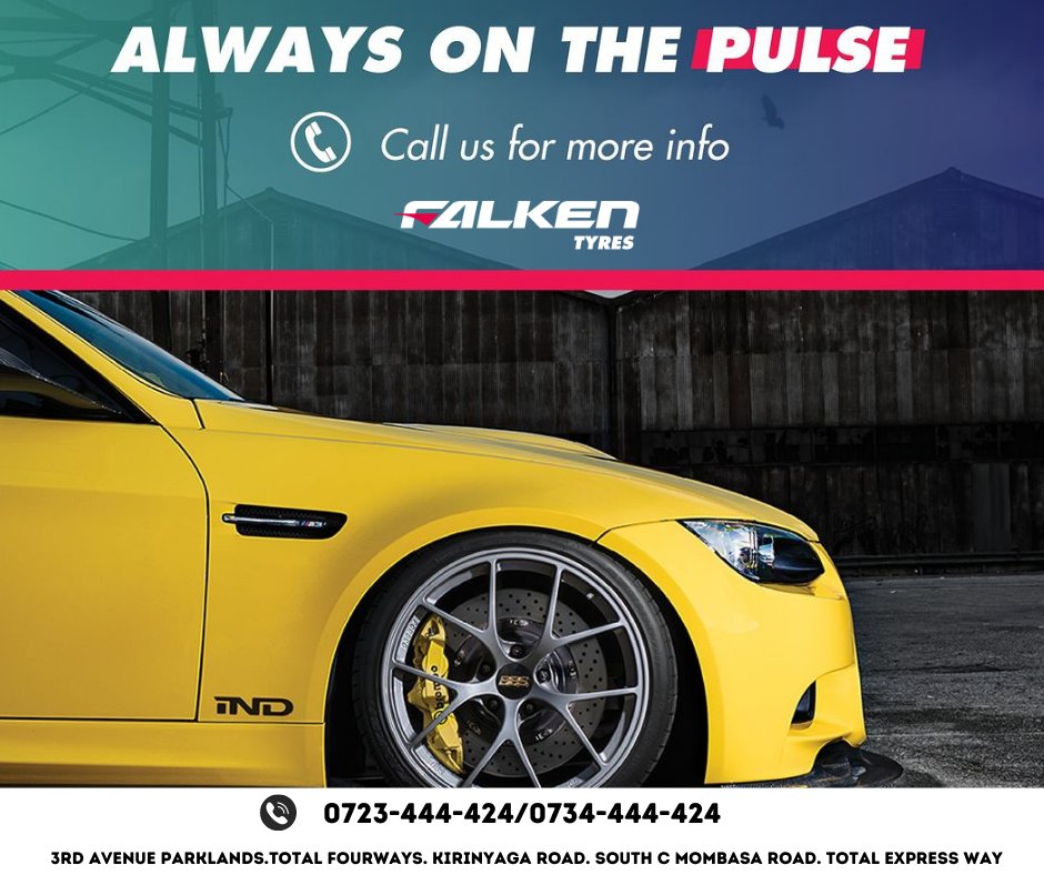 Wabcomobilityke's tweet photo. Go where you feel most alive! Falken Tyres are always ready for a new adventure. visit WabcoTyres
#Wabcotyres #tyres #Falken #Falkentyres #Falkenkenya #onroad #offroad #FK510 #SN832i #Wildpeak #AT3WA #AT3W #ATTrail #parklands #Eastleigh #syokimau #Nairobi #Mombasa https://t.co/ZnzVZp7U59