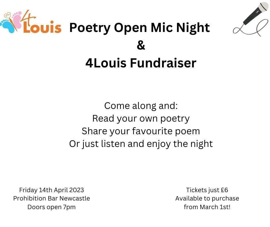 Come along to a fantastic night of poetry for an amazing cause @4louis! @ProhibitionBar_

Tickets available here: eventbrite.com/e/poetry-open-…

#poetry #openmic #charity #fundraiser

Please RT @NEFollowers @NorthEastHour @thenortheastHUB