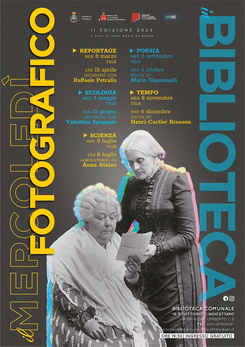 Si riparte! Torna in Mercoledì Fotografico in Biblioteca: ci sono talk, incontri con l’autore, un laboratorio e focus su 2 autori. Se siete di #Bari e hinterland siateci!! #fotografia #eventibari