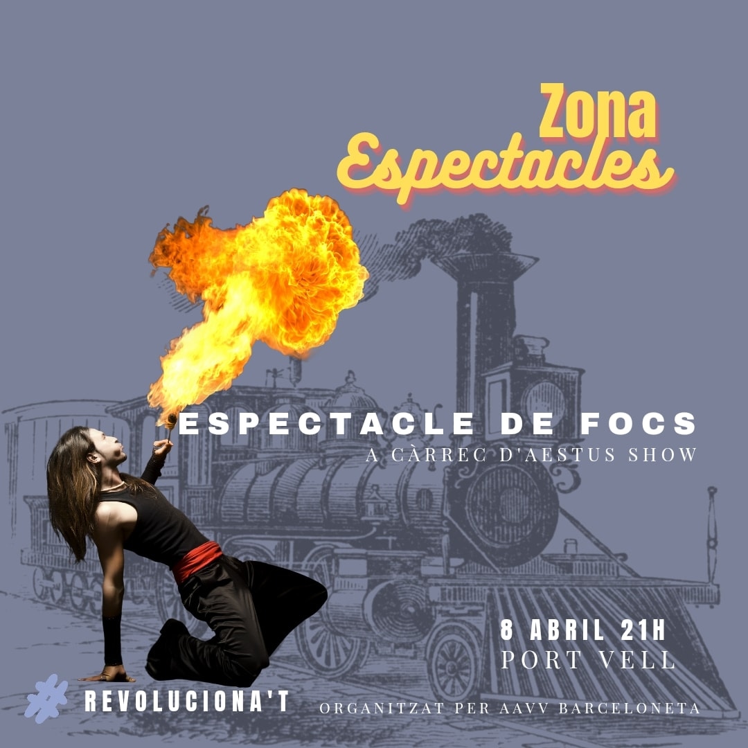 Revolucionat23's tweet image. 🚂 Espectacle de focs
A càrrec d&apos; @aestus_show
@sc.produccions

Gaudeix de l&apos;espectacle per a totes les edats! 

Organitzat per @aavvbarceloneta

🗓️ : Dissabte 8 d&apos;abril
⌚ : 21h
📍 : Port Vell

✔️ Activitat gratuïta 

#AAVVBarceloneta #revolucionatbarceloneta
#aestus