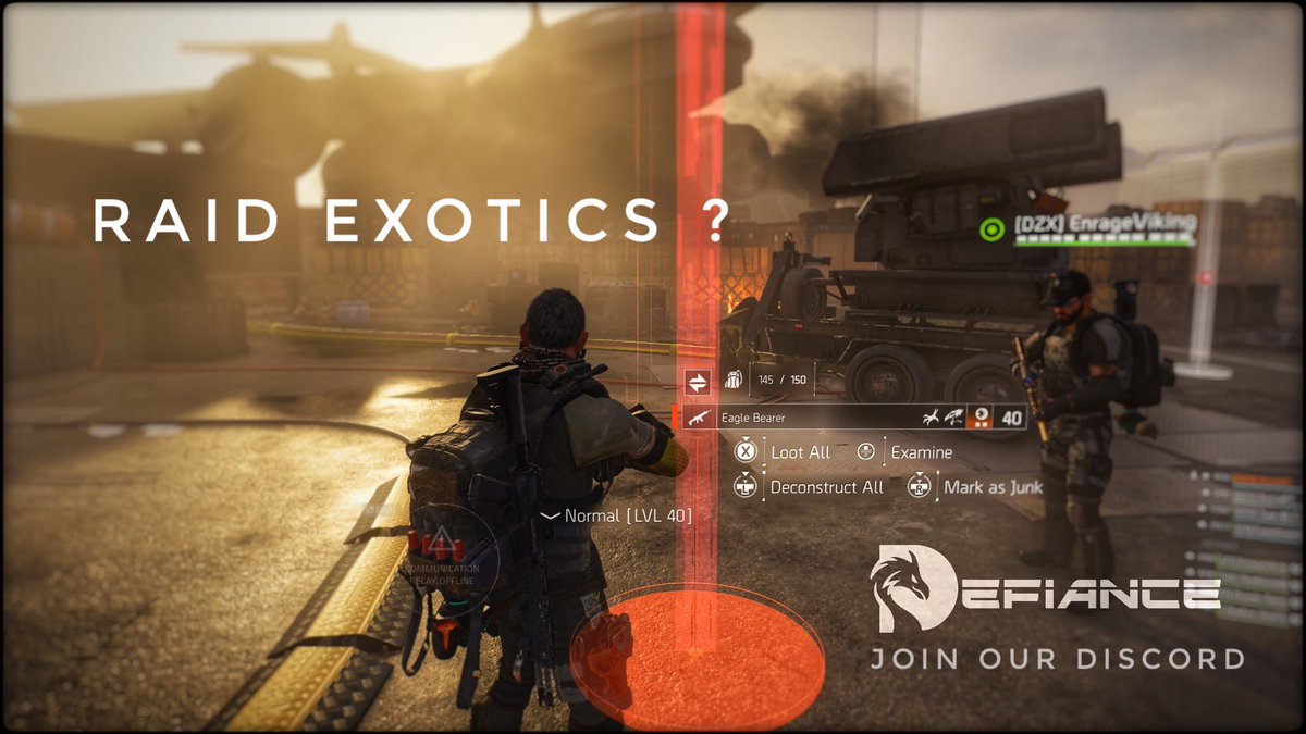 DefianceDzx's tweet photo. Take the stress out of trying to get an exotic to drop in the DZ.. 

Join The @DefianceDzx discord and join a one of our daily raids , you’d be more than welcome .. 

https://t.co/8d7HJionBy

@TheDivisionGame #TheDivision2 https://t.co/ZuXOzfuIPa