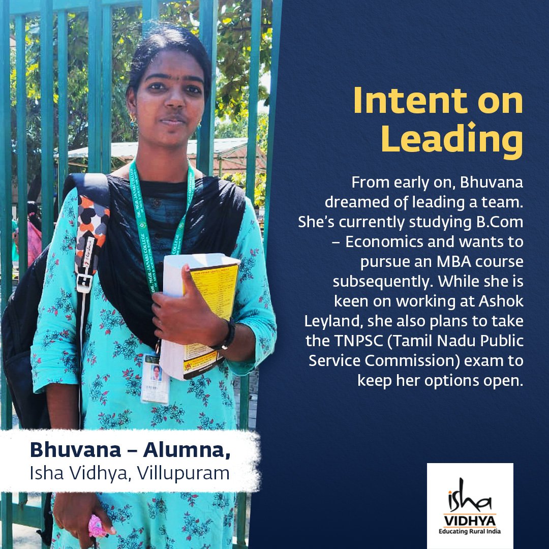 ishavidhya's tweet photo. Bhuvana was a class leader at her alma mater and says it helped her develop leadership qualities, become a better human being, and make timely decisions. She topped her school in class 12, scoring 586/600 and aspires to keep up the momentum in future. #SchoolTopper #IshaVidhya https://t.co/nNeXZ6hfzn