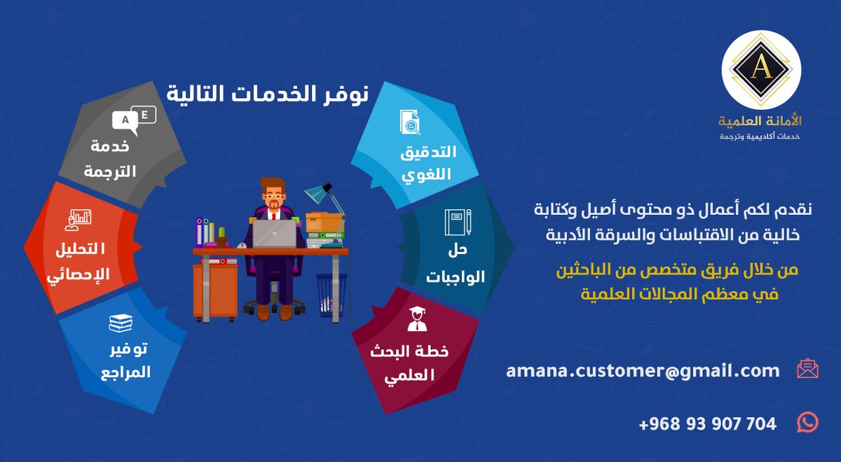 نقدم خدمات أكاديمية وبحثية للطلاب والباحثين:
⚡المساعدة في بحوث النشر والترقية
⚡رسائل الماجستير والدكتوراه
⚡بحوث التخرج
⚡كتابة التقارير والترجمة
واتس:
wa.me/96893907704
093907704
#جامعة_العين
#جامعة_الملك_عبدالعزيز
☑
