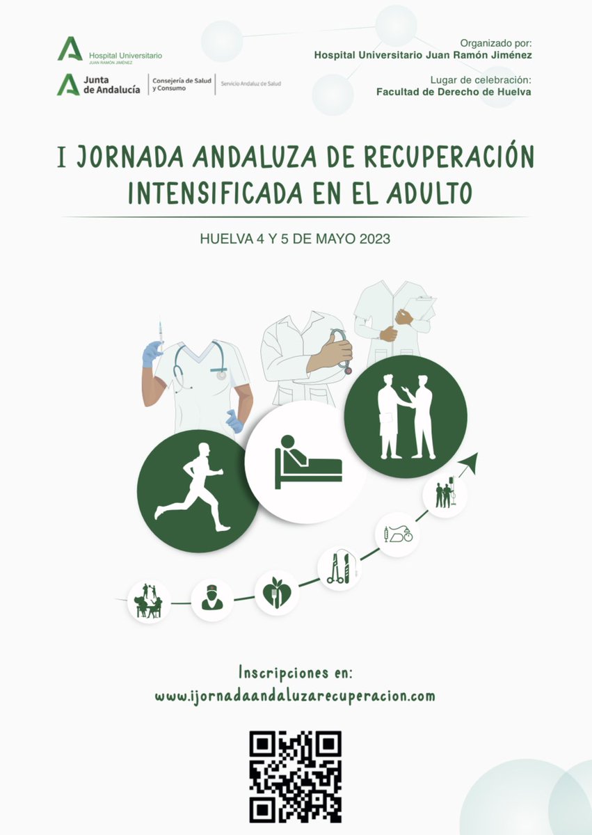 📥Abiertas inscripciones para la I Jornada Andaluza de Recuperación Intensificada
🗓️Se celebrarán 4 y 5 de mayo de 2023 en Huelva
<a href="/asacirujanos/">asacirujanos</a> <a href="/RafaelBalongo/">Rafael BALONGO</a> <a href="/CirugiaRiotinto/">Cirugia Riotinto</a> <a href="/tejadantonio1/">Antonio Tejada 🇪🇸</a> <a href="/jv_lorente/">Juan Victor Lorente MD, PhD, MSc.</a> <a href="/me4_so/">SoMe4Surgery</a> 
Disponible información en la web👇🏽
ijornadaandaluzarecuperacion.com/ProgramaD
