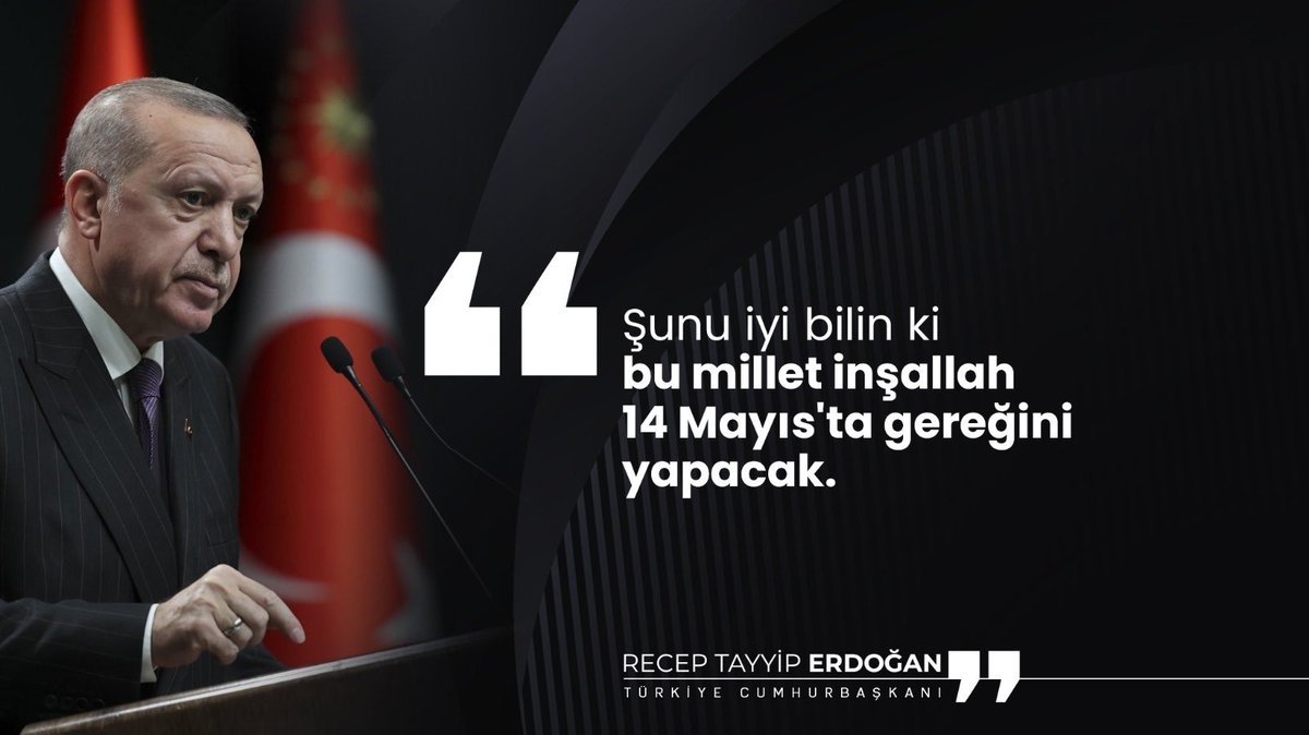 Cumhurbaşkanı <a href="/RTErdogan/">Recep Tayyip Erdoğan</a>:

"Şunu iyi bilin ki bu millet inşallah 14 Mayıs'ta gereğini yapacak."

Yaralarımız Sarılıyor