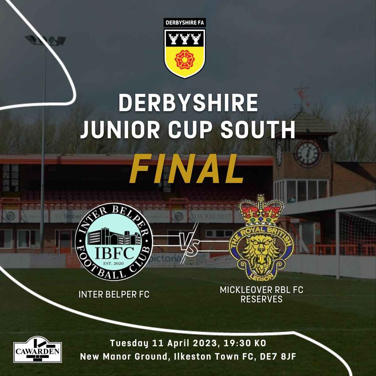 DerbyshireFA's tweet photo. One month to go... 👀

Derbyshire Junior Cup South 𝐅𝐈𝐍𝐀𝐋 ⬇
@interbelper vs @mickleoverrblf1 Reserves

Come down to @ilkestontown_fc's New Manor Ground on Tuesday 11th April to see who will be crowned Cup winners! 🏆 https://t.co/PmKgOHt30M